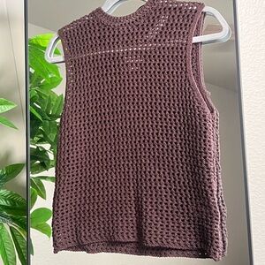 Zara Textured Knit Top in Brown